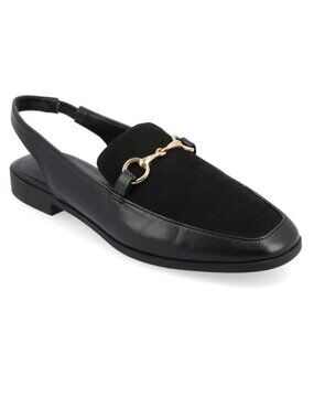 79$ Journee Collection Lainey Bit Sling Square Toe Loafers Women's Size 9 Black